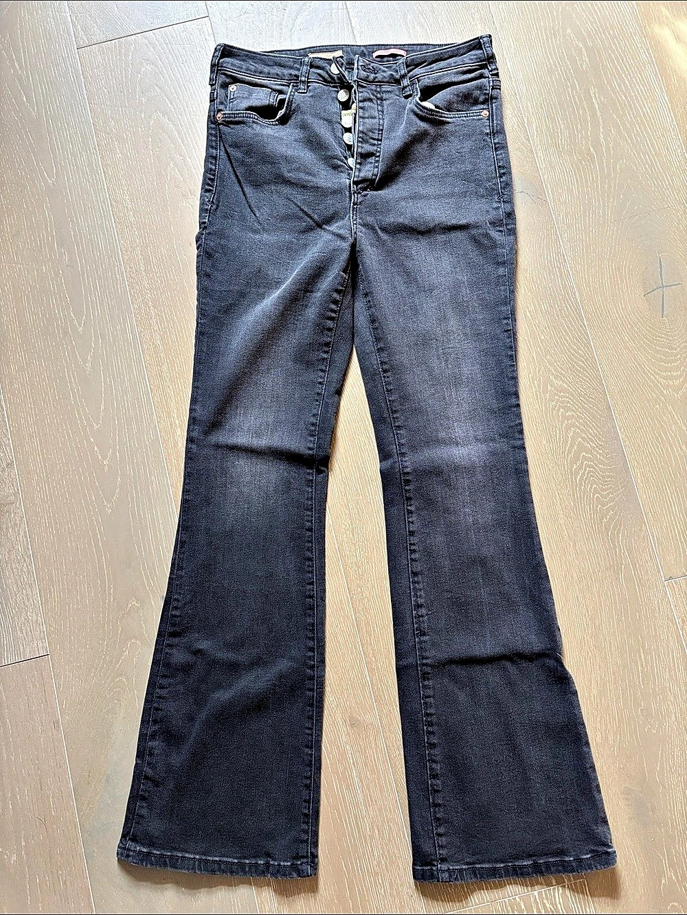 Pilcro Women's Washed Black Flare Jeans, Size 28